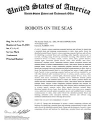 Robots on the Seas Trademark Issued in the United States 8/31/21